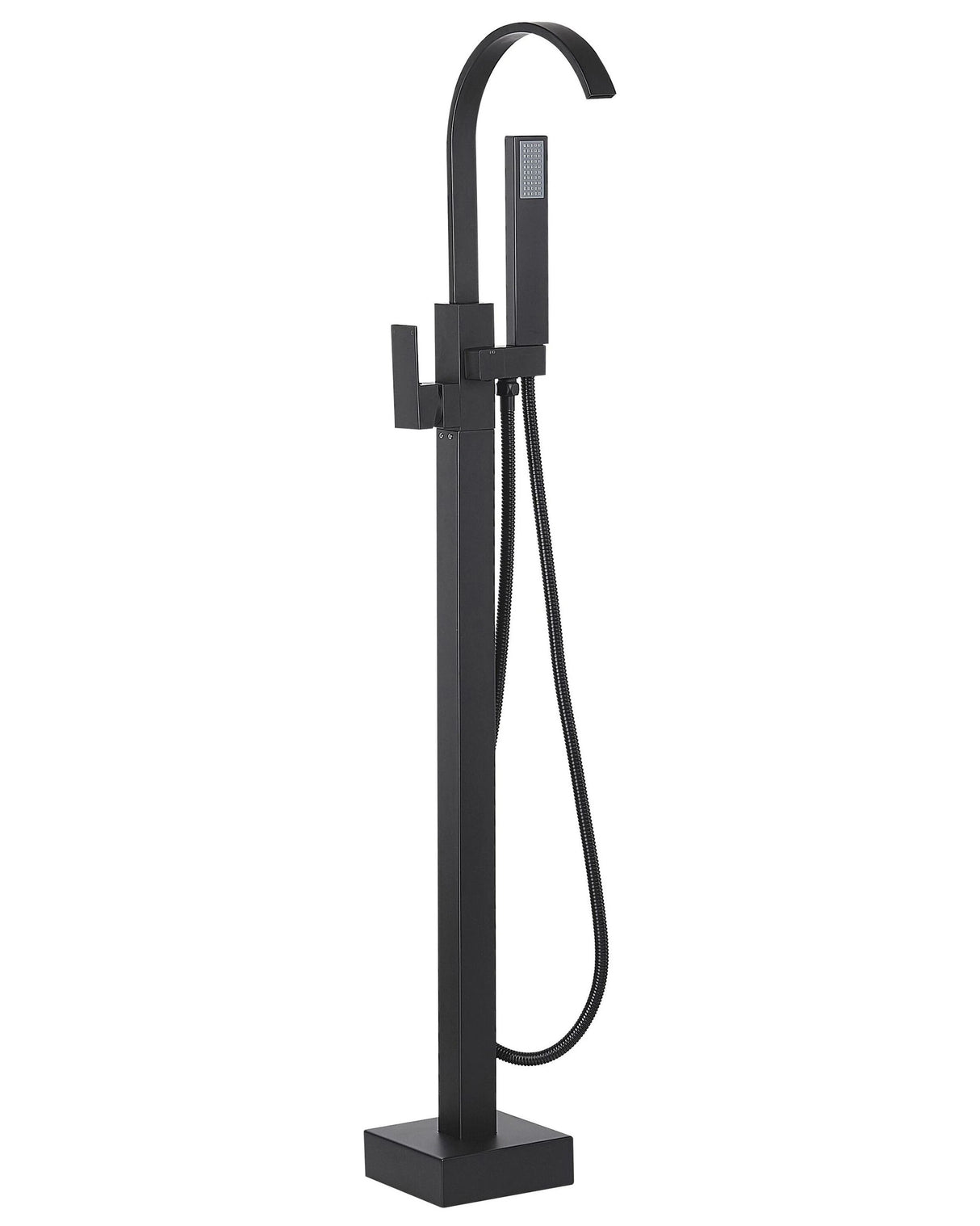 Bath Mixer Tap Black Matt Brass Freestanding Bathtub Faucet with Hand Shower Floor Mounted Modern Design Beliani