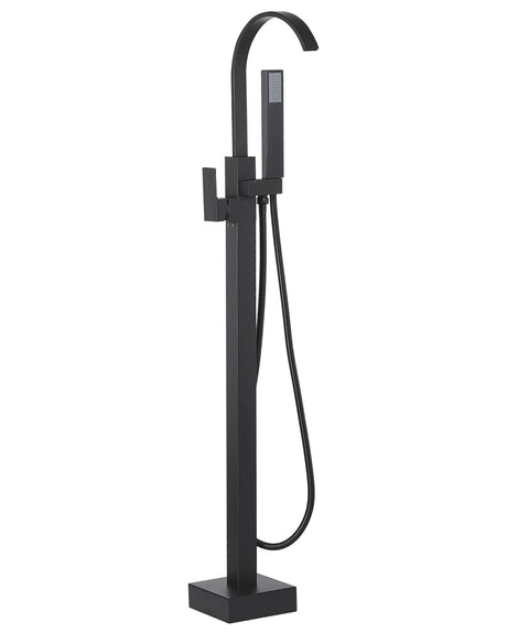 Bath Mixer Tap Black Matt Brass Freestanding Bathtub Faucet with Hand Shower Floor Mounted Modern Design Beliani