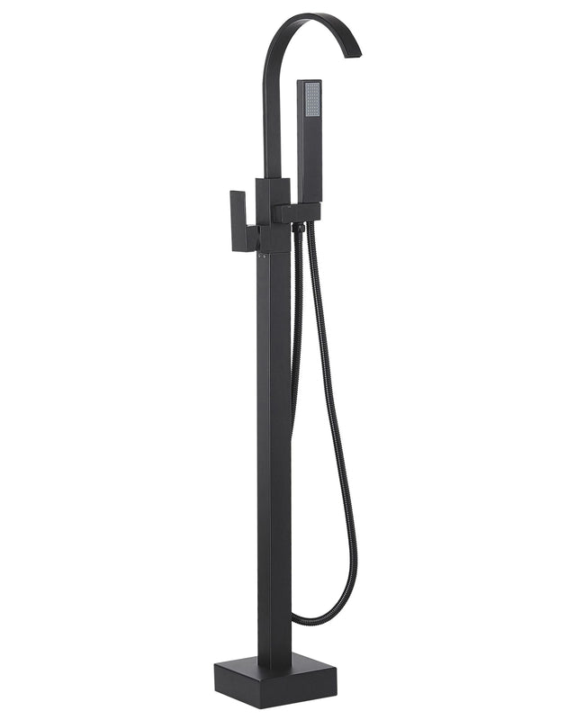 Bath Mixer Tap Black Matt Brass Freestanding Bathtub Faucet with Hand Shower Floor Mounted Modern Design Beliani