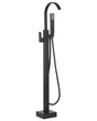 Bath Mixer Tap Black Matt Brass Freestanding Bathtub Faucet with Hand Shower Floor Mounted Modern Design Beliani