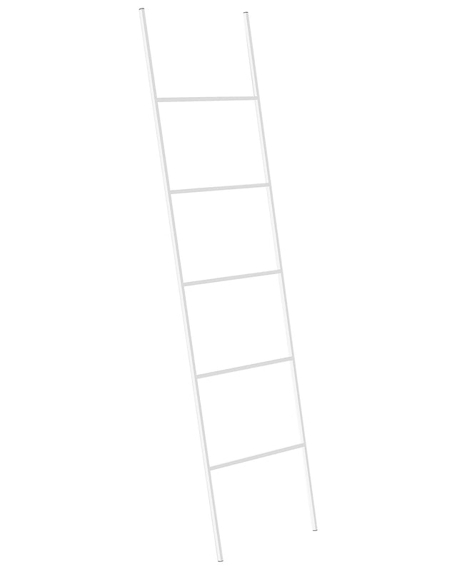 Towel Stand Matt White Iron 5 Rails Bathroom Accessories Standing Towel Storage Rack Ladder Modern Design Beliani