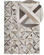 Rectangular Area Rug Beige and Brown Cowhide Leather 140 x 200 cm Patchwork Geometric Pattern Retro Beliani
