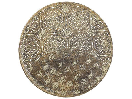 Decorative Tray Gold Metal Openwork Round 49 cm Retro Glamour Beliani