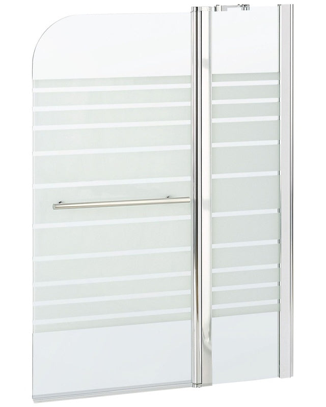 Shower Bath Screen with Doors Transparent and Frosted Tempered Glass with Aluminium and Stainless Still 140 x 120 cm Adjustable Minimalist Beliani