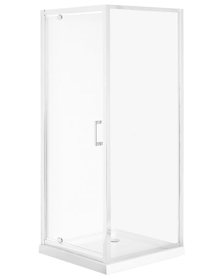 Shower Enclosure Silver Tempered Glass Aluminium Frame Single Door Square 70 x 70 x 185 cm Modern Design Beliani