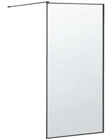 Shower Screen Black Tempered Glass Stainless Steel Frame Wet Room Bathroom Doorless Enclosure 100 x 190 cm Beliani