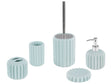 Bathroom Accessories Set Light Blue Ceramic Retro Vintage Soap Dispenser Toilet Brush Tumbler Beliani