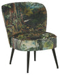 Armchair Dark Green Fabric Jungle Print Armless Accent Chair Armless Metal Legs Modern Design Living Room Bedroom Kids Room Beliani