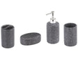 Bathroom Accessories Set Dark Grey Ceramic Minimalistic Soap Dispenser Toothbrush Holder Tumbler Beliani