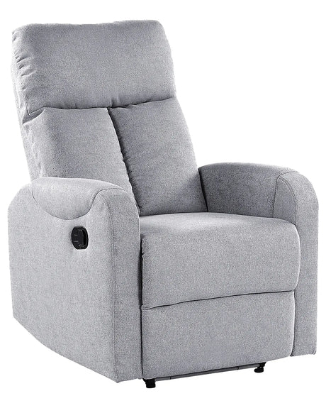 Recliner Chair Grey Fabric Upholstery Polyester USB Port Modern Design Living Room Armchair Beliani