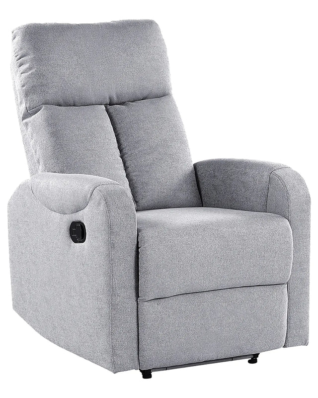 Recliner Chair Grey Fabric Upholstery Polyester USB Port Modern Design Living Room Armchair Beliani