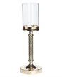 Candle Holder Gold Metal Pillar Glass Shade 41 cm Glamour Accent Piece Decoration Table Centrepiece Beliani