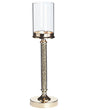 Candle Holder Gold Metal Pillar Glass Shade 41 cm Glamour Accent Piece Decoration Table Centrepiece  Beliani