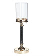 Candle Holder Gold Metal Pillar Glass Shade 41 cm Glamour Accent Piece Decoration Table Centrepiece  Beliani