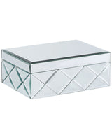 Jewellery Box Silver Steel Glass Mirrored Decorative Storage Organizer 25 x 18 x 11 cm Modern Glam Accent Piece Beliani