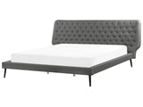 Bed Frame Grey Faux Leather Upholstery EU Super King Size 6ft Modern Design Tufted Headboard Beliani