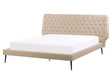 Bed Frame Beige Faux Leather Upholstery EU King Size 5ft3 Modern Design Tufted Headboard Beliani