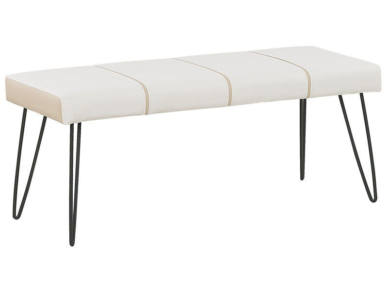 Bedroom Bench White Faux Leather Upholstery Metal Legs Modern  Beliani