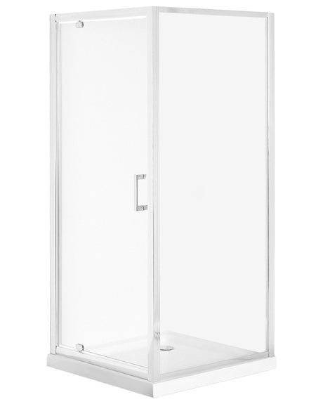 Shower Enclosure Silver Tempered Glass Aluminium Frame Single Door Square 90 x 90 x 185 cm Modern Design Beliani