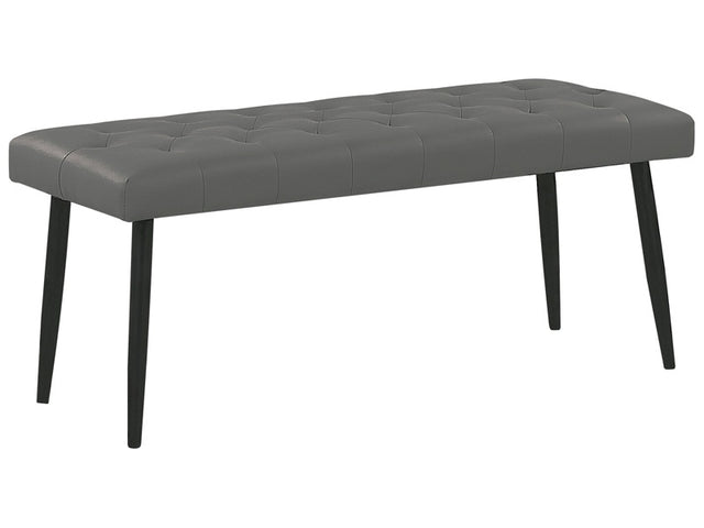 Bedroom Bench Grey Faux Leather Buttoned Upholstery Metal Legs Beliani