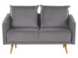 Sofa Grey Velvet 2 Seater Back Cushioned Seat Metal Golden Legs Retro Glam Beliani