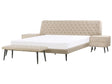 Bedroom Set Beige Faux Leather EU Super King Size 6ft Bed 2 Bedside Tables Bed Bench  Beliani