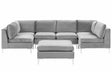 Modular Sofa Grey Velvet U Shape 6 Seater with Ottoman Silver Metal Legs Glamour Style Beliani