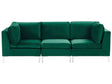 Modular Sofa Green Velvet 3 Seater Silver Metal Legs Glamour Style Beliani