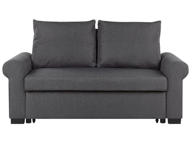 Sofa Bed Dark Grey Polyester Fabric 2 Seater Pull-Out Convertible Sleeper Retro Beliani