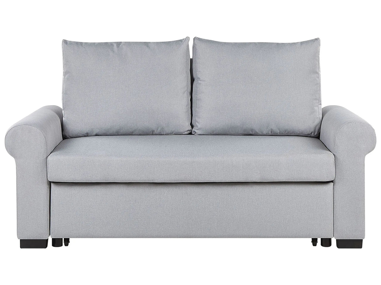 Sofa Bed Light Grey Polyester Fabric 2 Seater Pull-Out Convertible Sleeper Retro Beliani