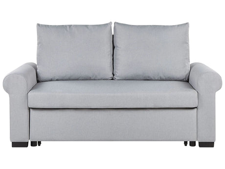 Sofa Bed Light Grey Polyester Fabric 2 Seater Pull-Out Convertible Sleeper Retro Beliani