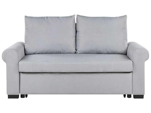 Sofa Bed Light Grey Polyester Fabric 2 Seater Pull-Out Convertible Sleeper Retro Beliani