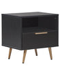 Bedside Table Black MDF Golden Metal Legs Storage Drawer Shelf Mat Finish Bedroom Nightstand Beliani