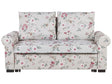 Sofa Bed Light Grey Polyester Fabric Floral Pattern 2 Seater Pull-Out Convertible Sleeper Retro Beliani