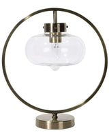 Table Lamp Bedside Light Gold Metal Round Open Geometric Shade Naked Bulb Beliani