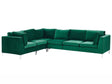 Right Hand Modular Corner Sofa Green Velvet 6 Seater L-Shaped Silver Metal Legs Glamour Style Beliani