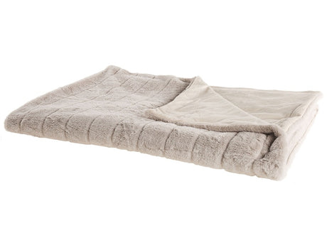 Blanket Beige Polyester Fabric 150 x 200 cm Modern Minimalist Throw Fluffy  Beliani