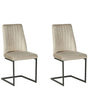 Set of 2 Dining Chairs Taupe Velvet Upholstered Seat High Back Cantilever Conference Room Beliani