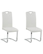 Set of 2 Dining Chairs Off-White Faux Leather Upholstered Seat High Back Cantilever Conference Room Modern Beliani