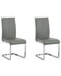 Set of 2 Dining Chairs Grey Faux Leather Upholstered Seat High Back Cantilever Conference Room Modern Beliani
