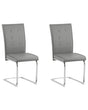 Set of Upholstered Chairs Grey Faux Leather Cantilever Retro Dining Room Conference Room  Beliani