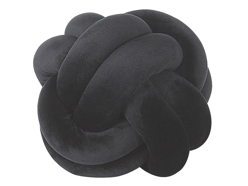 Decorative Cushion Black Velvet Knot Pillow 20 x 20 cm Decor Accessories Beliani