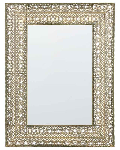 Wall Mounted Hanging Mirror Gold 69 x 90 cm Rectangular Decorative Frame Home Accessory Accent Piece Beliani