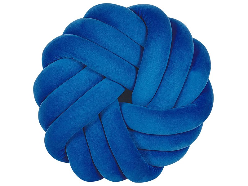 Knot Cushion Blue Velvet 30 x 30 cm Tied-Up Plushy Decorative Modern Beliani