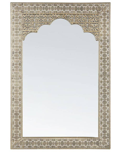 Wall Mounted Hanging Mirror Gold 60 x 90 cm Moroccan Modern Rectangular Beliani