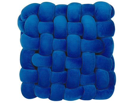 Knot Cushion Blue Velvet 30 x 30 cm Tied-Up Plushy Square Decorative Modern Beliani