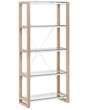 Bookcase White and Light Wood Wooden Glass Shelves Freestanding Shelving Unit Scandinavian Design Beliani