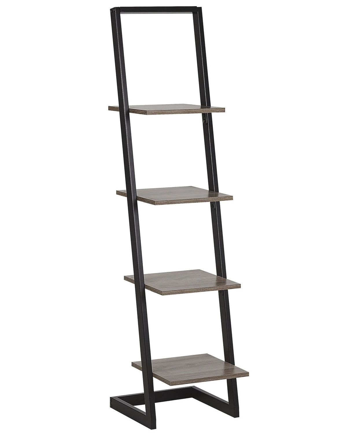 Bookcase Black and Dark Wood Wooden Shelves Metal Frame Freestanding Shelving Unit Modern Design Beliani