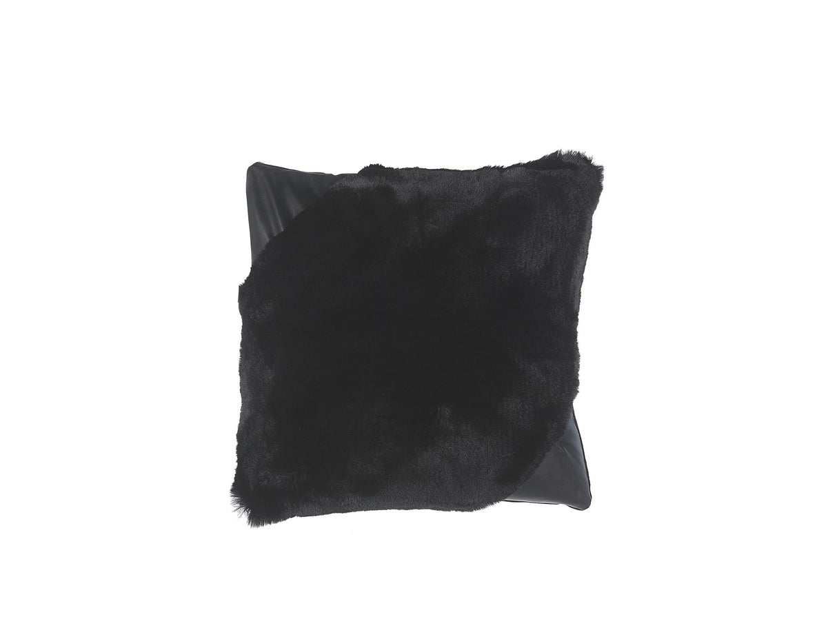 Decorative Cushion Black Faux Fur Shaggy 42 x 42 cm Double Sided Decor Accessories Beliani