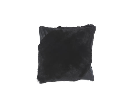 Decorative Cushion Black Faux Fur Shaggy 42 x 42 cm Double Sided Decor Accessories Beliani